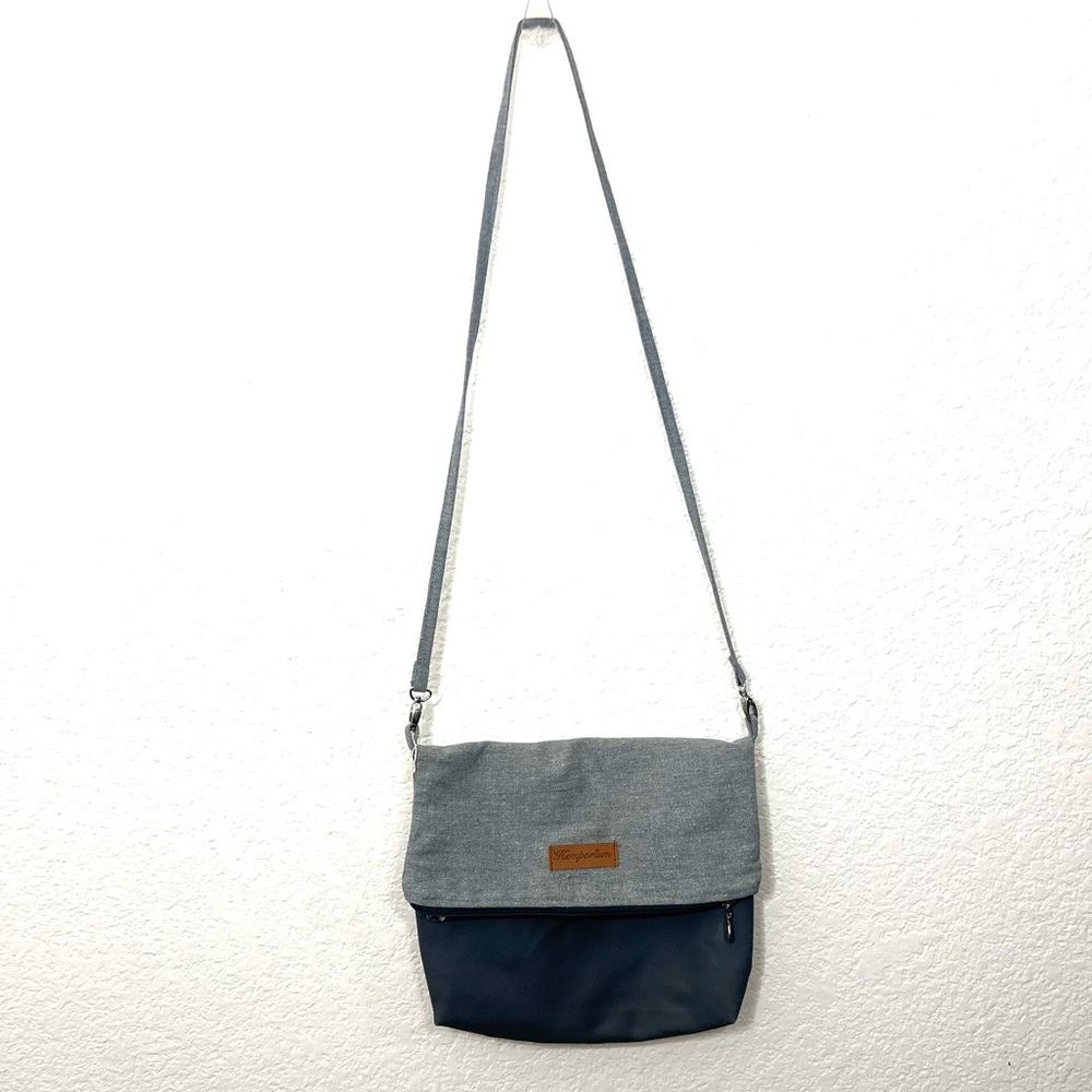 Hemporium Zipper Sling Bag Gray Cross Body Hemp and Vegan Leather